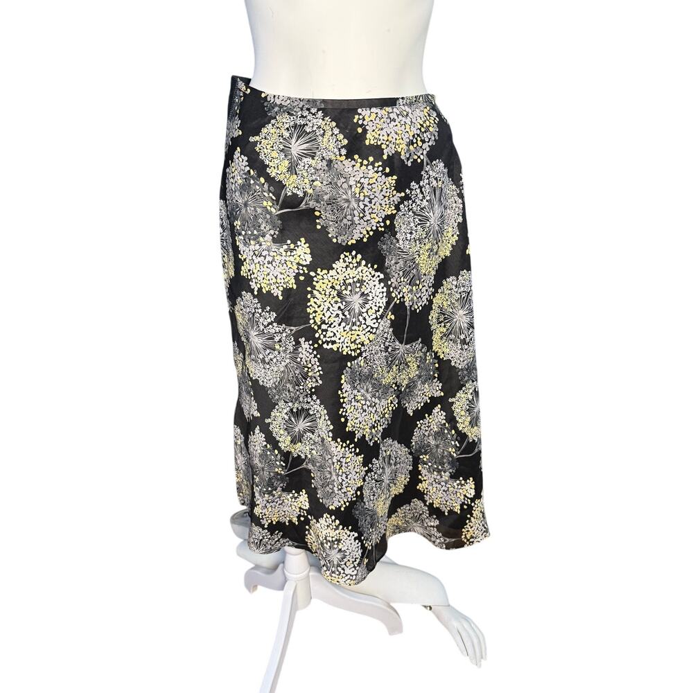 Talbots Skirt Women's 10 Linen Silk Midi Dandelion Print